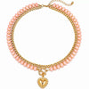 Women's Colorful Beaded Natural Stone Necklace With Layered Heart Pendant Copper Electroplated Bead Chain Clavicle Necklace