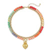 Women's Colorful Beaded Natural Stone Necklace With Layered Heart Pendant Copper Electroplated Bead Chain Clavicle Necklace