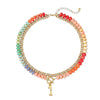Women's Colorful Beaded Natural Stone Necklace With Layered Heart Pendant Copper Electroplated Bead Chain Clavicle Necklace