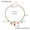 Women’s Colorful Beaded Necklace With Stainless Steel Christmas Snowflake Bell Zircon Pendant And Electroplated Geometric Chain