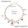 Women’s Colorful Beaded Necklace With Stainless Steel Christmas Snowflake Bell Zircon Pendant And Electroplated Geometric Chain
