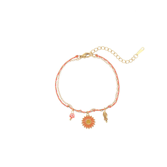 Women's Colorful Braided Stainless Steel Geometric Pattern Electroplated Bracelet