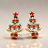 Women's Colorful Christmas Tree Earrings Cartoon Starshaped Copper Jewelry With Electroplated Finish And Festive Holiday Design