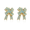 Women's Colorful Copper Bow Earrings With Dripping Oil Finish Christmas Style Sweet Jewelry