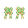 Women's Colorful Copper Bow Earrings With Dripping Oil Finish Christmas Style Sweet Jewelry