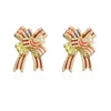 Women's Colorful Copper Bow Earrings With Dripping Oil Finish Christmas Style Sweet Jewelry