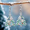 Women's Colorful Copper Christmas Tree And Star Shaped Earrings Festive Holiday Jewelry