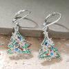 Women's Colorful Copper Christmas Tree And Star Shaped Earrings Festive Holiday Jewelry