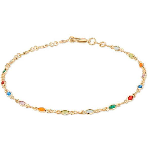 Women’s Colorful Copper Geometric Anklet Delicate Elegant Simple Ankle Chain Fashion Jewelry Gift