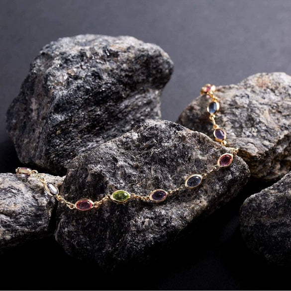 Women’s Colorful Copper Geometric Anklet Delicate Elegant Simple Ankle Chain Fashion Jewelry Gift