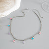 Women's Colorful Diamond Geometric Pendant Necklace With Alloy Metal Chain Single Layer Design And Plated Finish