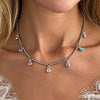 Women's Colorful Diamond Geometric Pendant Necklace With Alloy Metal Chain Single Layer Design And Plated Finish