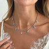 Women's Colorful Diamond Geometric Pendant Necklace With Alloy Metal Chain Single Layer Design And Plated Finish