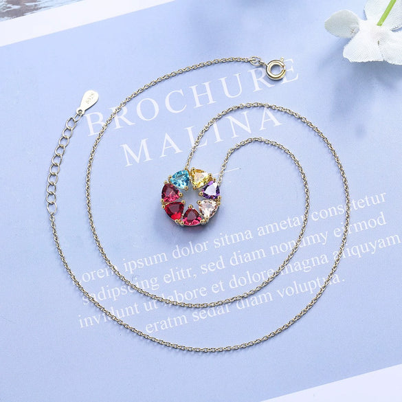 Women's Colorful Diamond Zircon Short Clavicle Chain Necklace With Geometric Design Copper O Chain