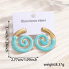 Women's Colorful Enamel Sunflower Earrings In Stainless Steel With Spiral Geometric Design
