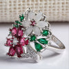 Women's Colorful Floral Statement Ring In Zinc Alloy With Electroplated Finish For Bridal Fashion Jewelry Wholesale