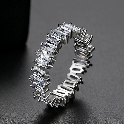 Women's Colorful Geometric Copper Ring With Zircon Inlay Electroplated Fashion Jewelry Wholesale