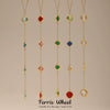 Women's Colorful Geometric Square Glass Stone And Stainless Steel Ferris Wheel Yshaped Electroplated Necklace