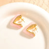 Women's Colorful Geometric Triangular Epoxy Stainless Steel Stud Earrings With Irregular Electroplated Design