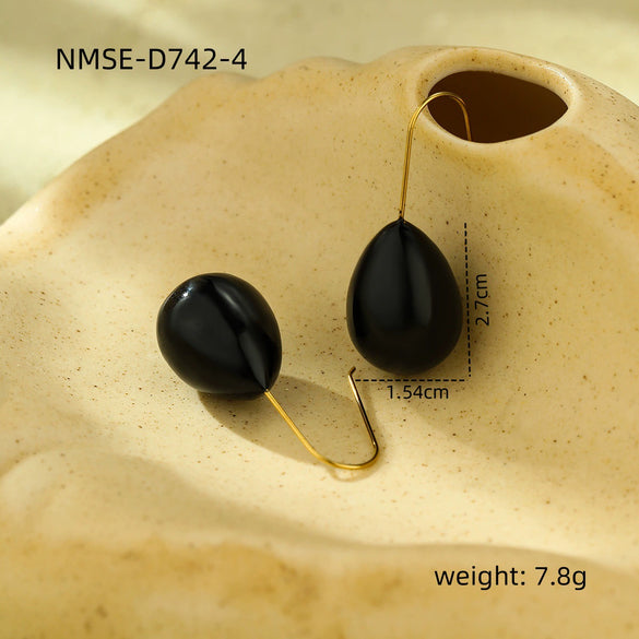 Women's Colorful Oildrip Nonfading Titanium Steel And Stainless Steel 18K Electroplated Drop Shape Earrings