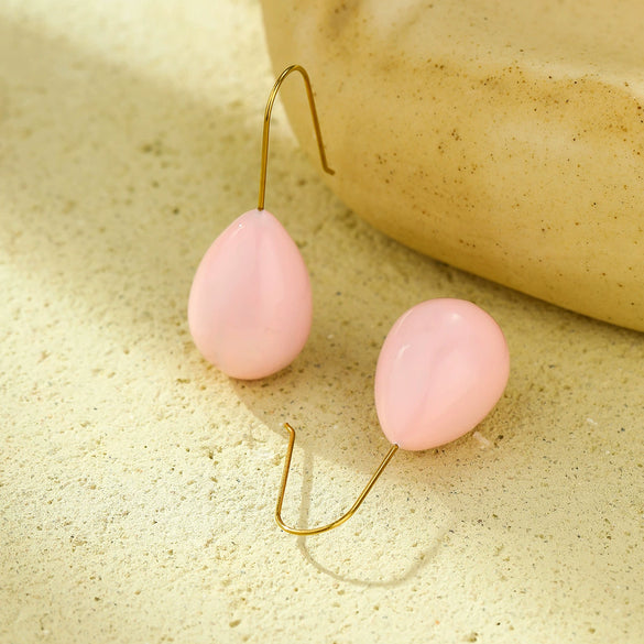 Women's Colorful Oildrip Nonfading Titanium Steel And Stainless Steel 18K Electroplated Drop Shape Earrings