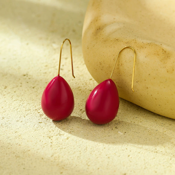 Women's Colorful Oildrip Nonfading Titanium Steel And Stainless Steel 18K Electroplated Drop Shape Earrings