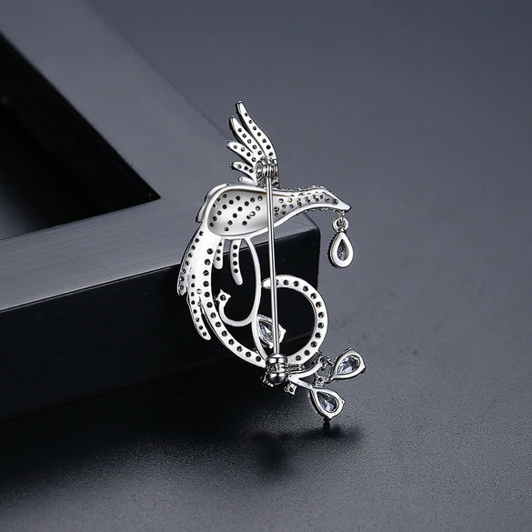 Women's Colorful Phoenix Brooch With Microinlaid Zircon Electroplated Copper Animal Jewelry Accessory