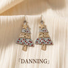 Women's Colorful Polka Dot Christmas Tree Hook Earrings With Layered Alloy Electroplated Design