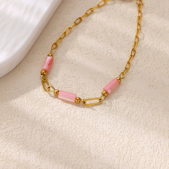 Women's Colorful Shell Bead Dopamine Bracelet Stainless Steel Electroplated