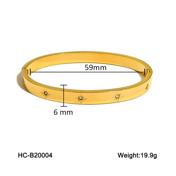 Women's Commuter Fashion Allmatch Stainless Steel Bamang Star Buckle Bracelet With Diamond Design