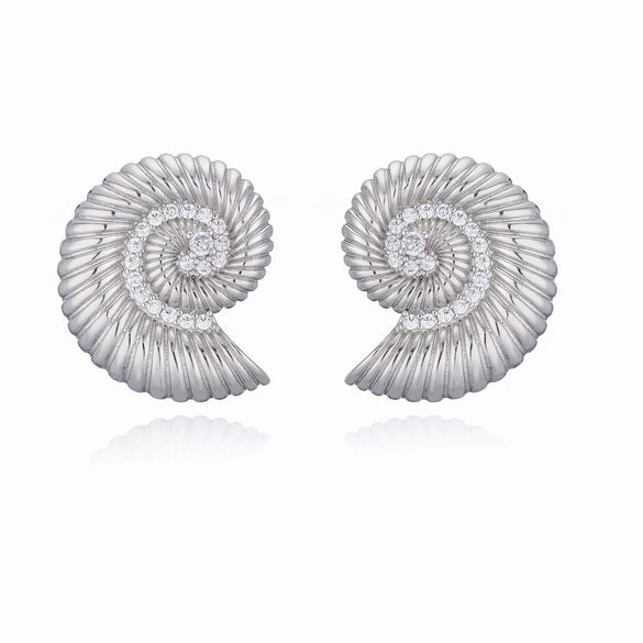 Women's Conch Shell Earrings Copper With Zirconia Animal Zodiac Style