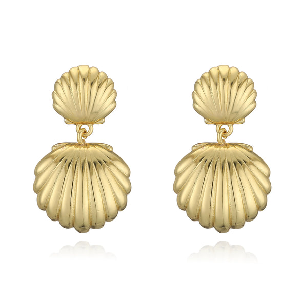 Women's Conch Shell Earrings Copper With Zirconia Animal Zodiac Style
