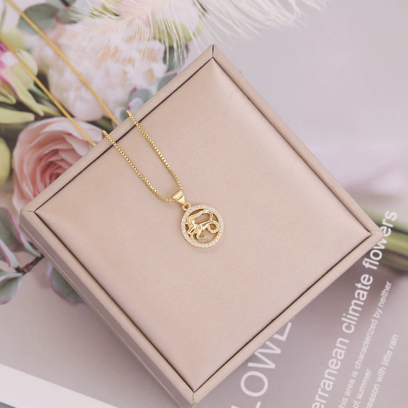 Women's Constellation Metal Pendant Necklace With Micro Inlay Full Diamond And Electroplating