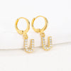 Women's Copper Allmatch Circle Ear Buckle Earrings With Letters Numbers Text Pattern Electroplated