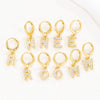 Women's Copper Allmatch Circle Ear Buckle Earrings With Letters Numbers Text Pattern Electroplated