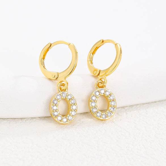 Women's Copper Allmatch Circle Ear Buckle Earrings With Letters Numbers Text Pattern Electroplated