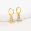 Women's Copper Allmatch Circle Ear Buckle Earrings With Letters Numbers Text Pattern Electroplated