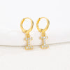 Women's Copper Allmatch Circle Ear Buckle Earrings With Letters Numbers Text Pattern Electroplated