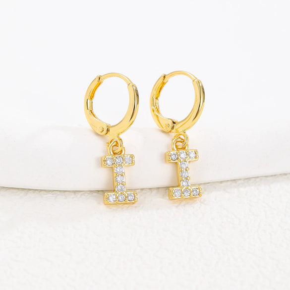 Women's Copper Allmatch Circle Ear Buckle Earrings With Letters Numbers Text Pattern Electroplated