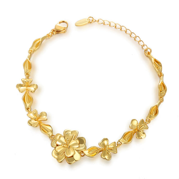 Women's Copper Alloy Goldplated Flower Pattern Simulation Wedding Bracelet
