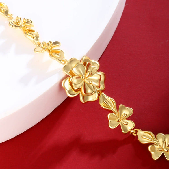 Women's Copper Alloy Goldplated Flower Pattern Simulation Wedding Bracelet