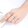 Women's Copper Angel Wing Ring With Geometric Zircon Detail Electroplated Open Adjustable Design