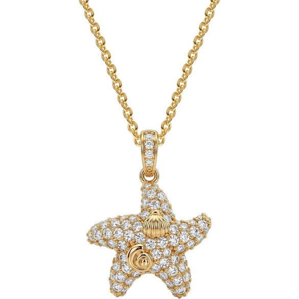 Women's Copper Animal Pendant Necklace With Crab And Starfish Design Electroplated O Shaped Clavicle Chain Casual Cute Jewelry