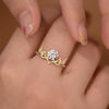 Women's Copper Antler Inlay Zirconia Ring With Animal Inspired Design And Light Luxury Fashion Style