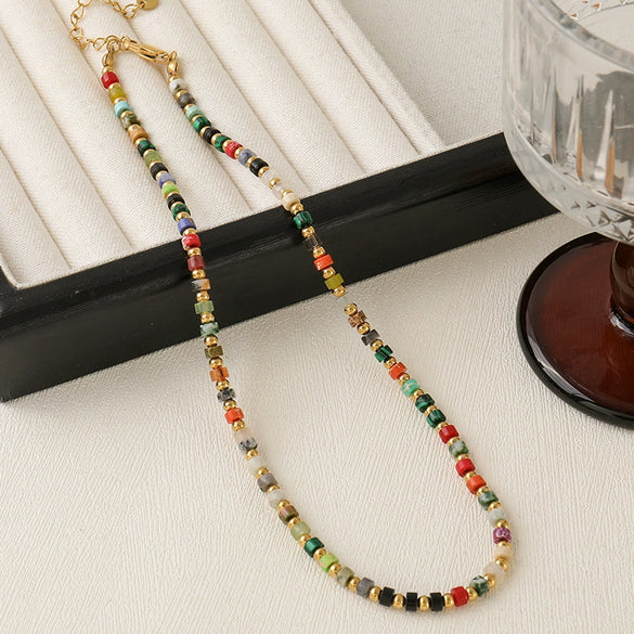 Women's Copper Beaded Geometric Handmade Exotic Necklace