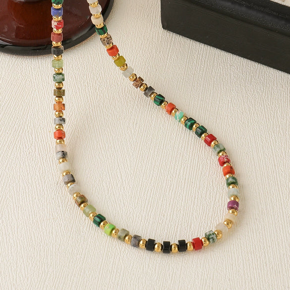 Women's Copper Beaded Geometric Handmade Exotic Necklace
