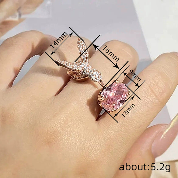 Women's Copper Bird Ring With Zirconia Geometric And Animal Pattern Exaggerated Style