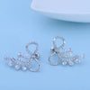 Women’s Copper Bow And Flower Earrings With Zircon Crystal Accents Elegant Simple Design Wholesale Fashion Jewelry