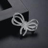 Women's Copper Bow Brooch Pin With Zircon Inlay And Electroplated Finish Decorative Jewelry Accessory