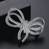 Women's Copper Bow Brooch Pin With Zircon Inlay And Electroplated Finish Decorative Jewelry Accessory
